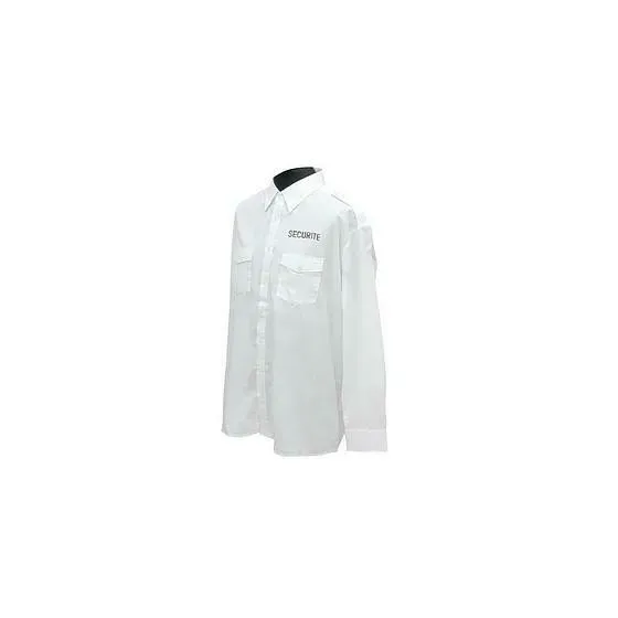 Chemise pilote blanche manches longues brodée