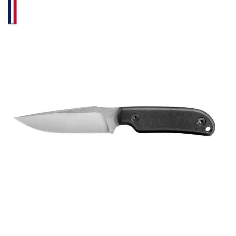 COUTEAU COMMANDEUR G10 NOIR AVEC ETUI CUIR EN BOITE TECHNIQUE